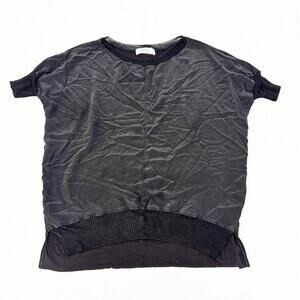 Bailey 44 Black Crew Neck Short Sleeve Top Sheer Trim Size M